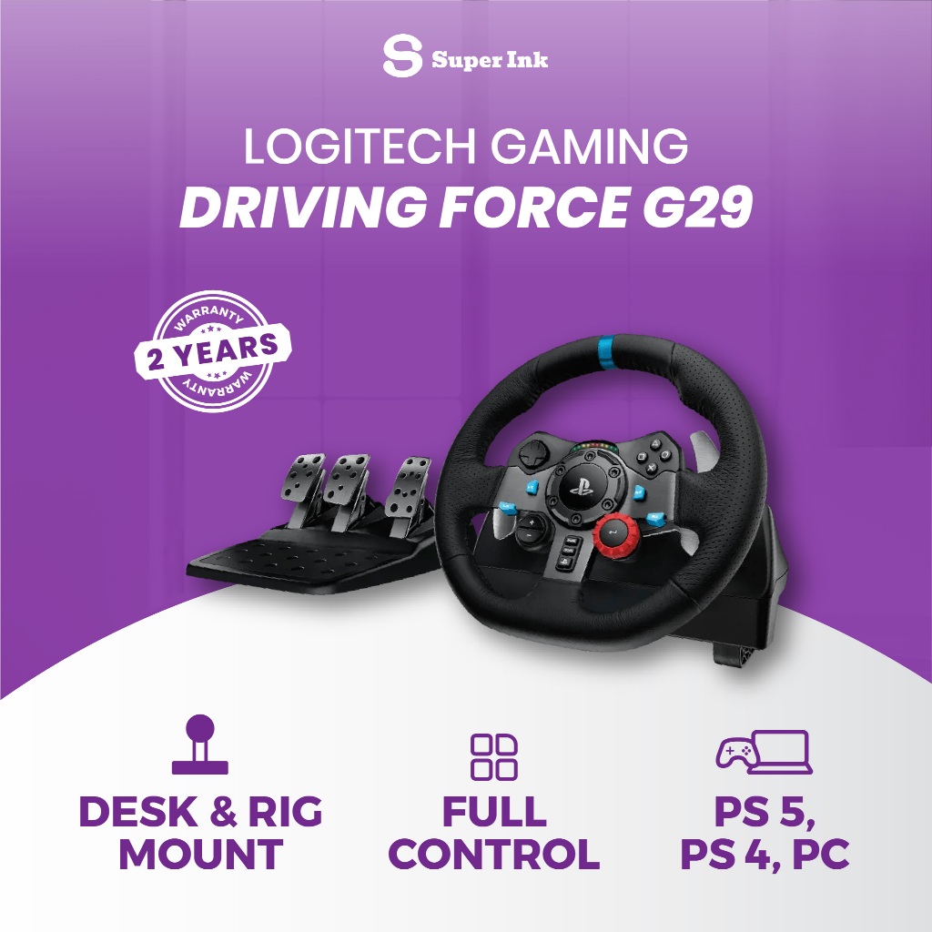 Driving Force Logitech Gaming G29 for PC, PS4, dan PS5 - Kontrol Mudah Dijangkau, Kemudi 900 derajat