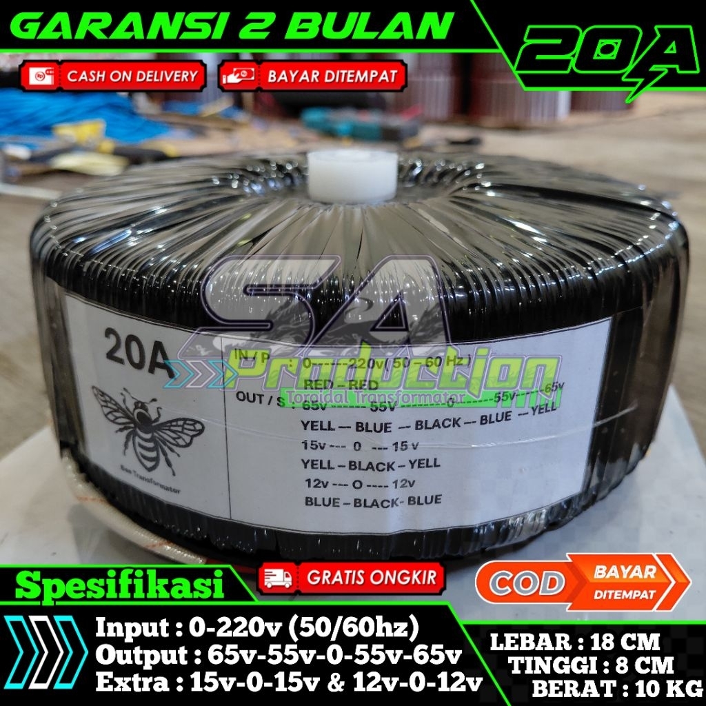 Trafo donat toroid Murni 20A ct 65v 55v