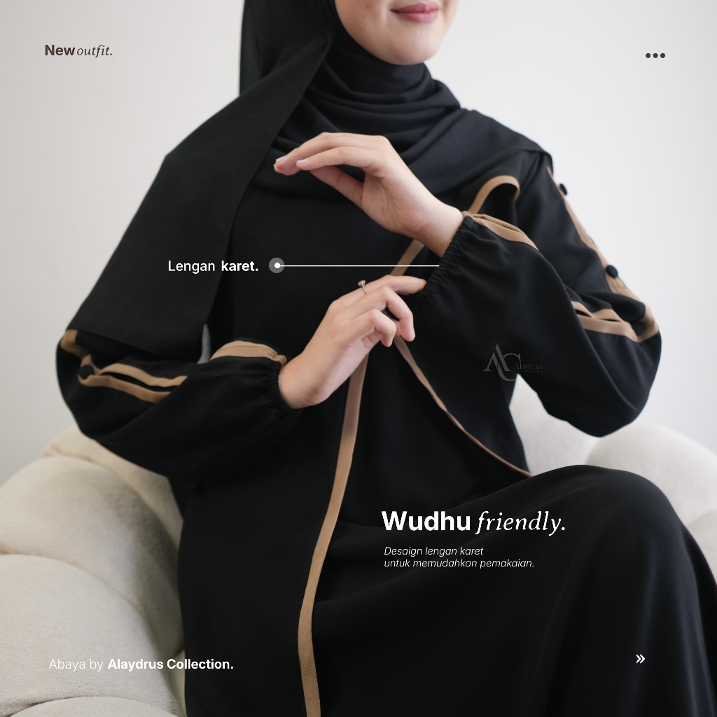 SALE Alaydrus Collection Abaya Hitam Turkey Kamila Gamis Syari Muslimah Jetblack Hitam Kombinasi