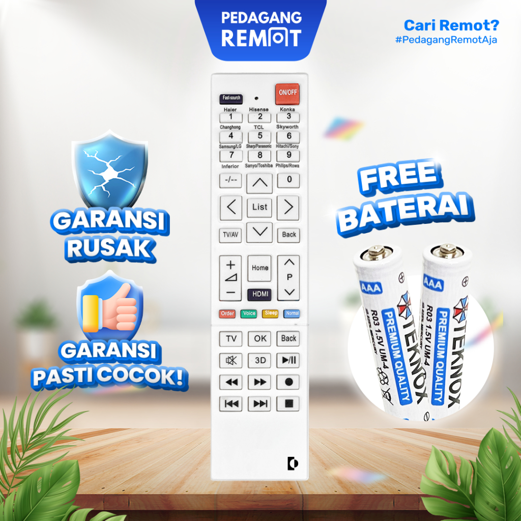 Remot Remote TV Smart  TV LCD LED Universal (Hisense, Mito, Changhong, Coocaa, Xiaomi Dll)