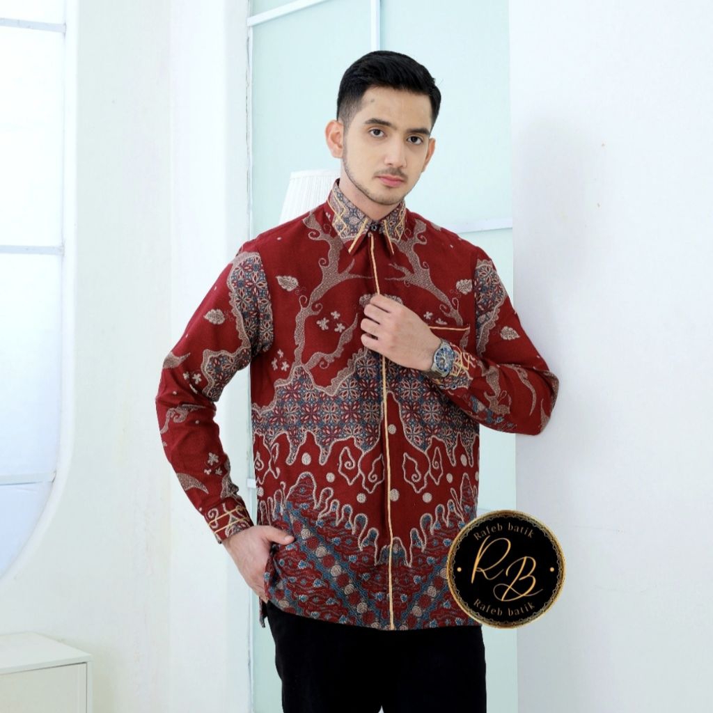 SMOCK PRABU MERAH kemeja batik pria