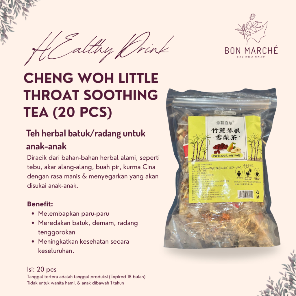 

Cheng Woh Little Throat Soothing Tea - Teh Herbal Penang Anak untuk Batuk/Radang (Isi 20 pcs)