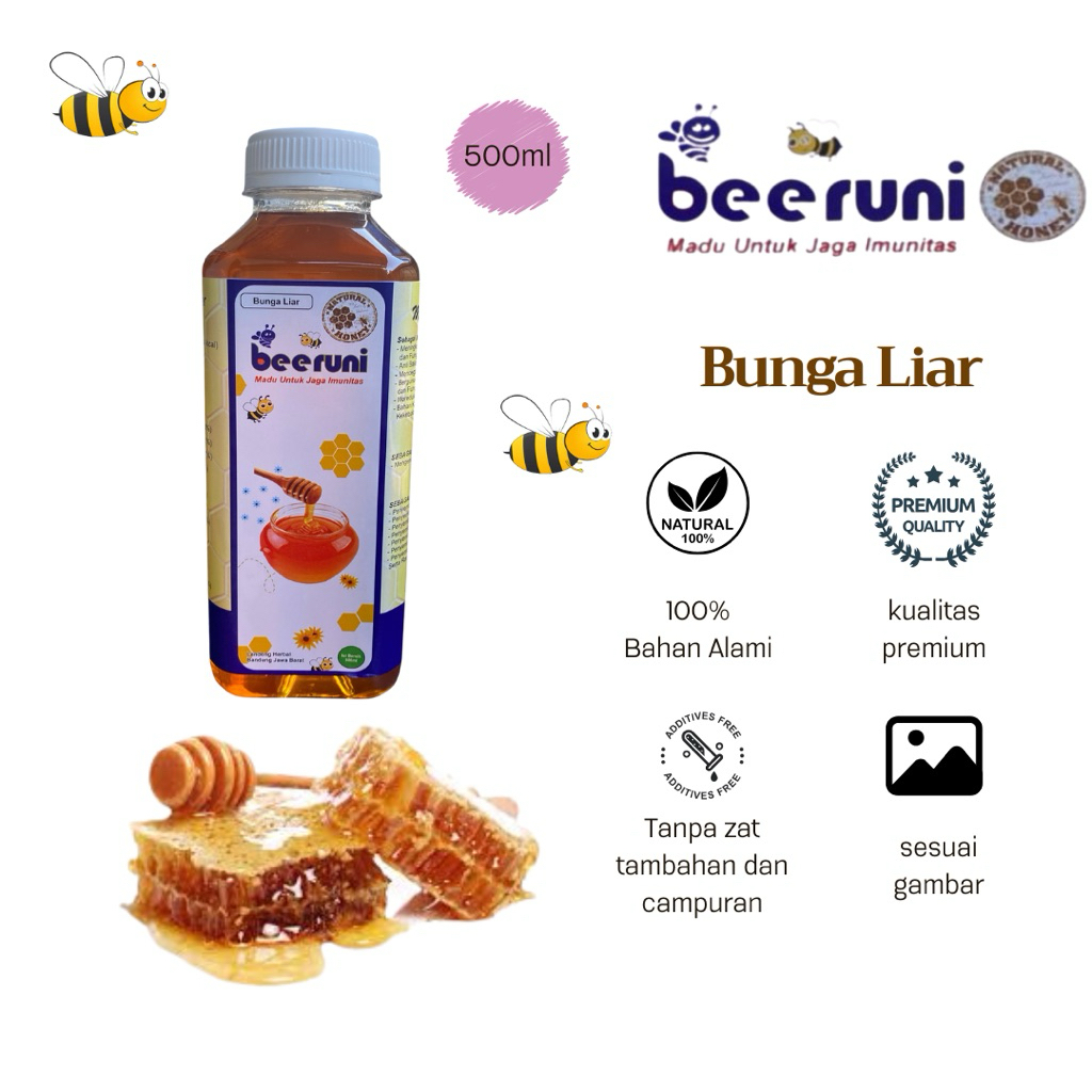 

Madu murni asli 100% bunga liar 500ml - beeruni