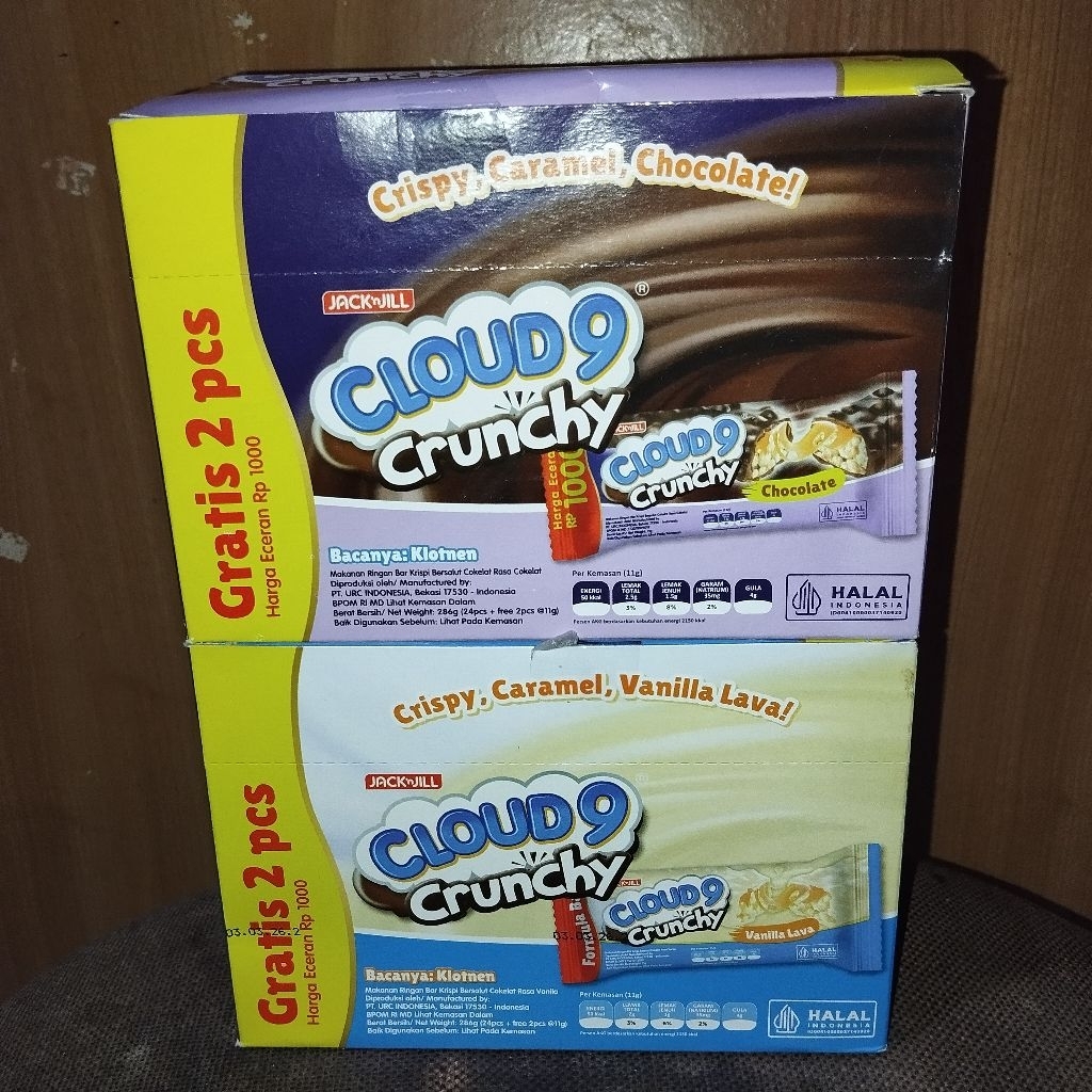 

JACK N JILL CLOUD 9 KLOTNEN CRUNCHY VANILLA LAVA ISI 24 PCS ECER 1000 FREE 2 PCS