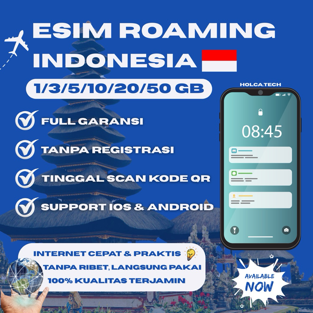 eSIM Roaming Telkomsel Indonesia | Unlimited Internet | 1-20 GB / Aktif 7-30 Hari | eSIM Roaming | e