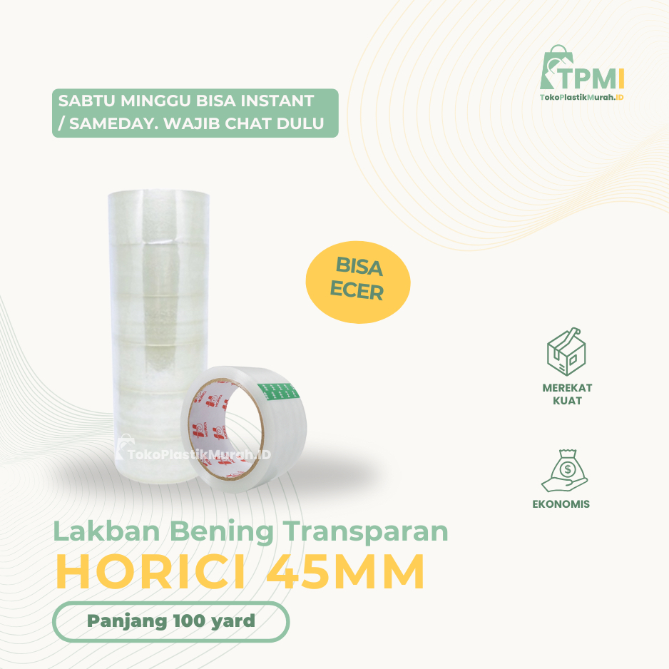

[BISA INSTANT] LAKBAN BENING 45MM | LAKBAN BESAR | SOLASI BESAR | SOLASI BENING | LAKBAN PACKING