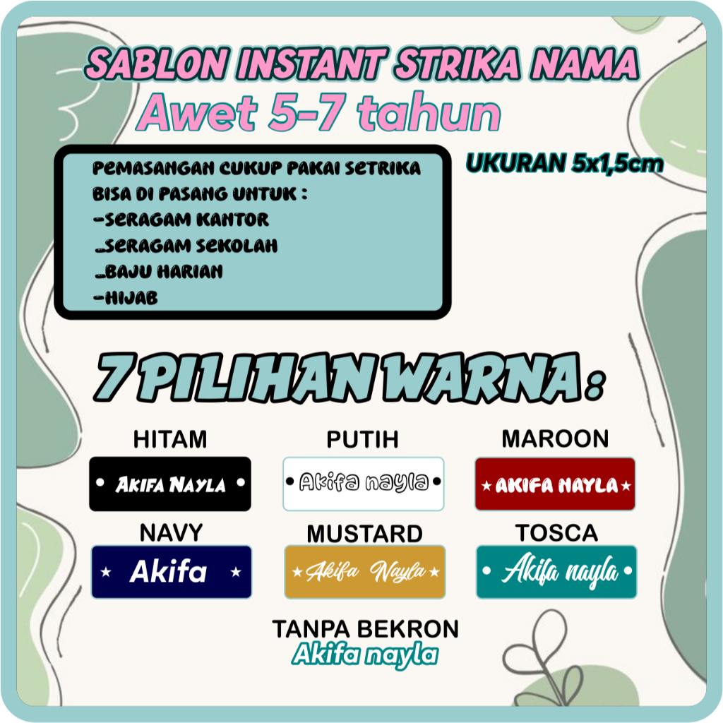 

Stiker Nama label Printing / sablon strika custom, stiker kaos baju