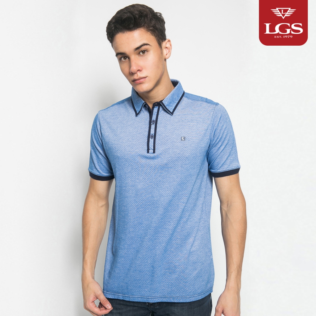 LGS - Kaos Polo Pria Casual - Polkadot - Biru - Slim Fit - JTS.324.M2539F.01.C