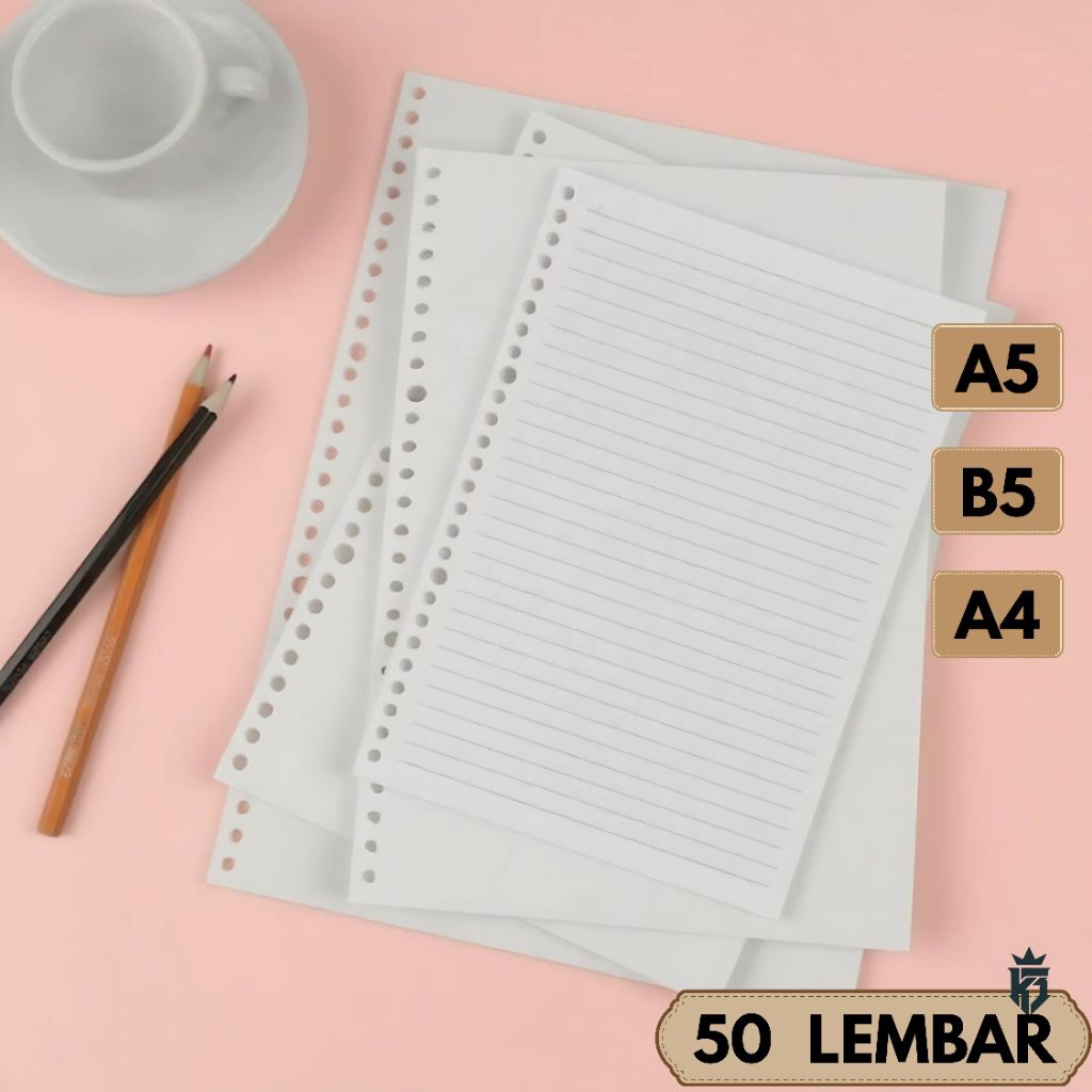 

( 50 LEMBAR)KERTAS ISI ULANG BINDER LOOSE LEAF, REFIL KERTAS BINDER GARIS / POLOS / TITIK / KOTAK