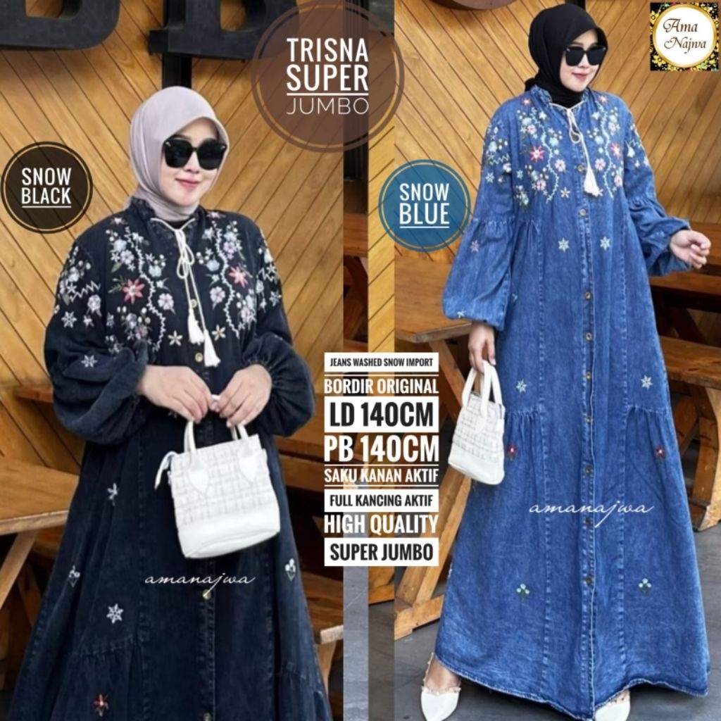 GAMIS SUPER JUMBO LD 140CM | TRISNA SUPER JUMBO | GAMIS JEANS JUMBO