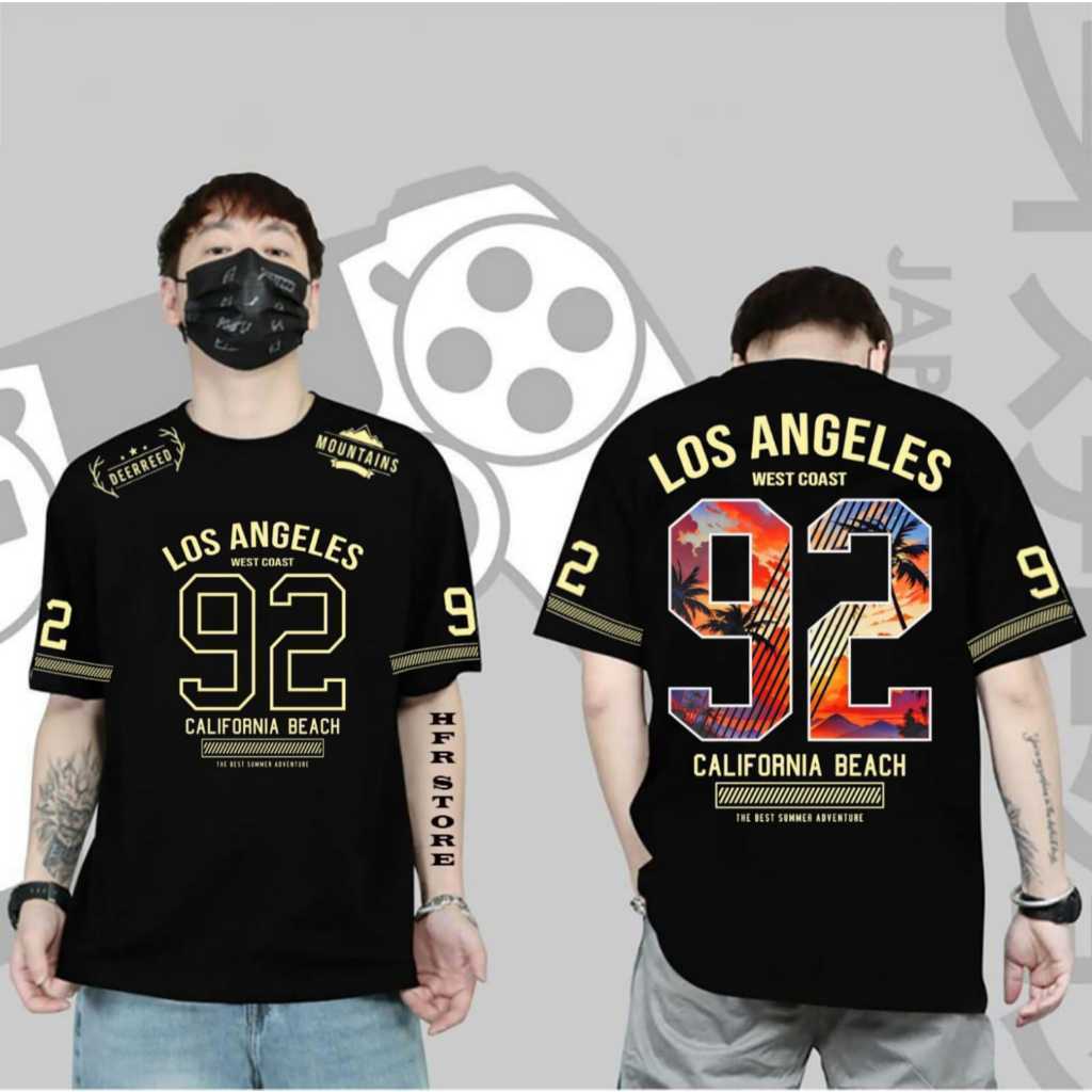 TERBARU KAOS DISTRO PRIA  WANITA MOTIF 92 LOS ANGELES KAOS ANGKA TERLARIS TERPOPULER VIRAL 2025