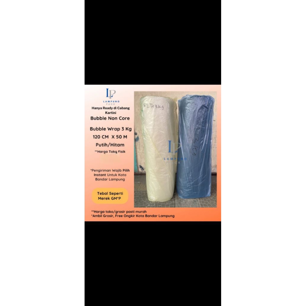 

Bubble wrap ukuran 120 CM ×50 M warna hitam dan putih bobot berat 3kg tebal non core