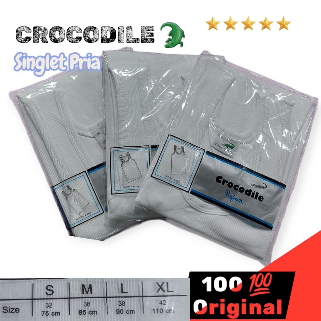 Kaos Singlet CROCODILE Pria Katun | Singlet Pria Crocodile Putih