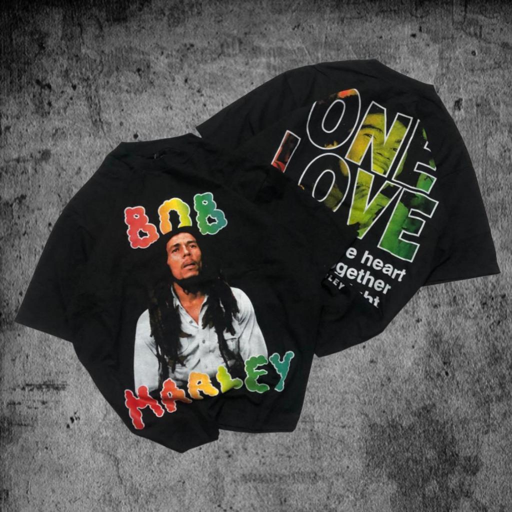 Baju Kaos Oversize Bob Marley - T Shirt Bob Marley Black 20s