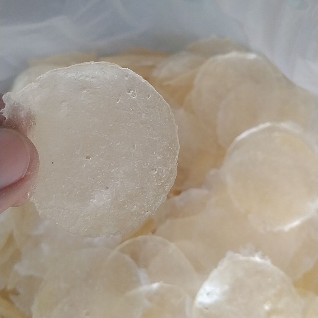 

keripik kaca mentah tipis bulat 1kg