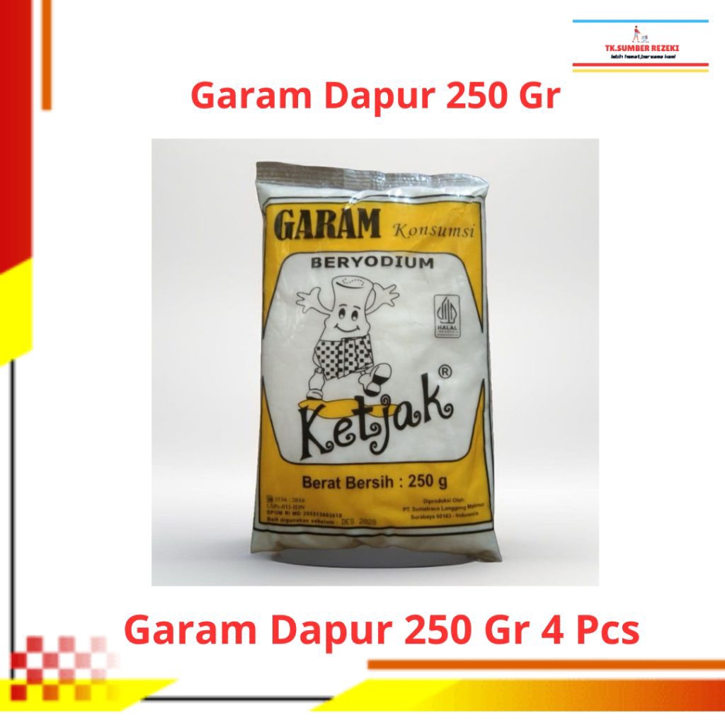 

[PAKET HEMAT ISI 4] Garam dapur Beryodium Ketjak Halus Kemasan 250 Gr PROMO MURAH