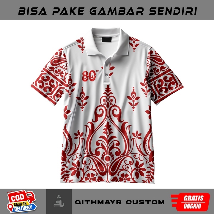 kaos polo pria batik merah putih dirgahayu republik indonesia