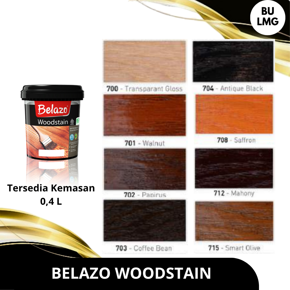 Plitur / Woodstain || Belazo Woodstain 0,4L || Waterbase (Pengenceran Air)