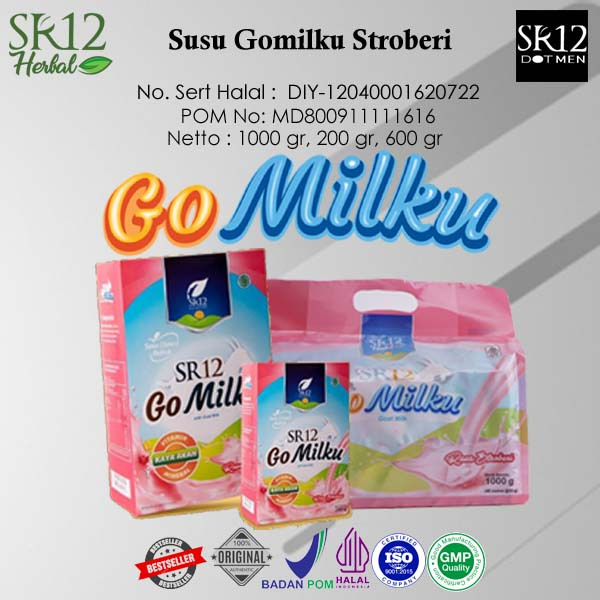 

Susu Bubuk Kambing Etawa SR12 GoMilku Stroberi Original Permium Anak Promil Bumil Lansia