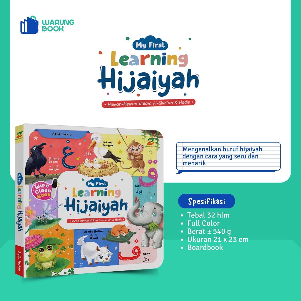Ziyadbooks Official My First Learning Hijaiyah boardbook untuk belajar board book anak balita