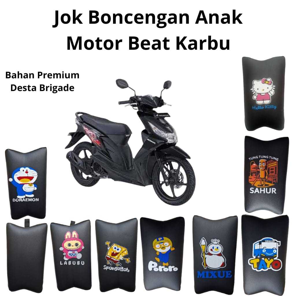 Jok Boncengan Anak Beat Karbu – Full Kayu, Empuk, Sablon Premium, Siap Pasang