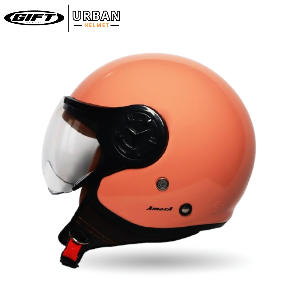 Helm Bogo Dewasa Gift Amora Hijab Retro Pink Coral / Helm Half Face Wanita Hijab Friendly sudah SNI