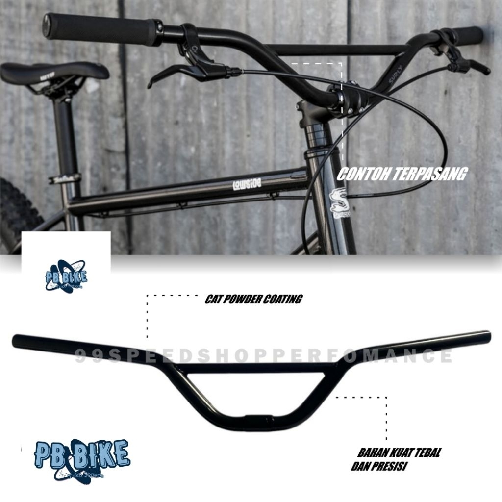 Stang Handlebar Sepeda Sunrise Bar Standar 25.4/28.6 sunrise handle bar hitam BMX MTB federal