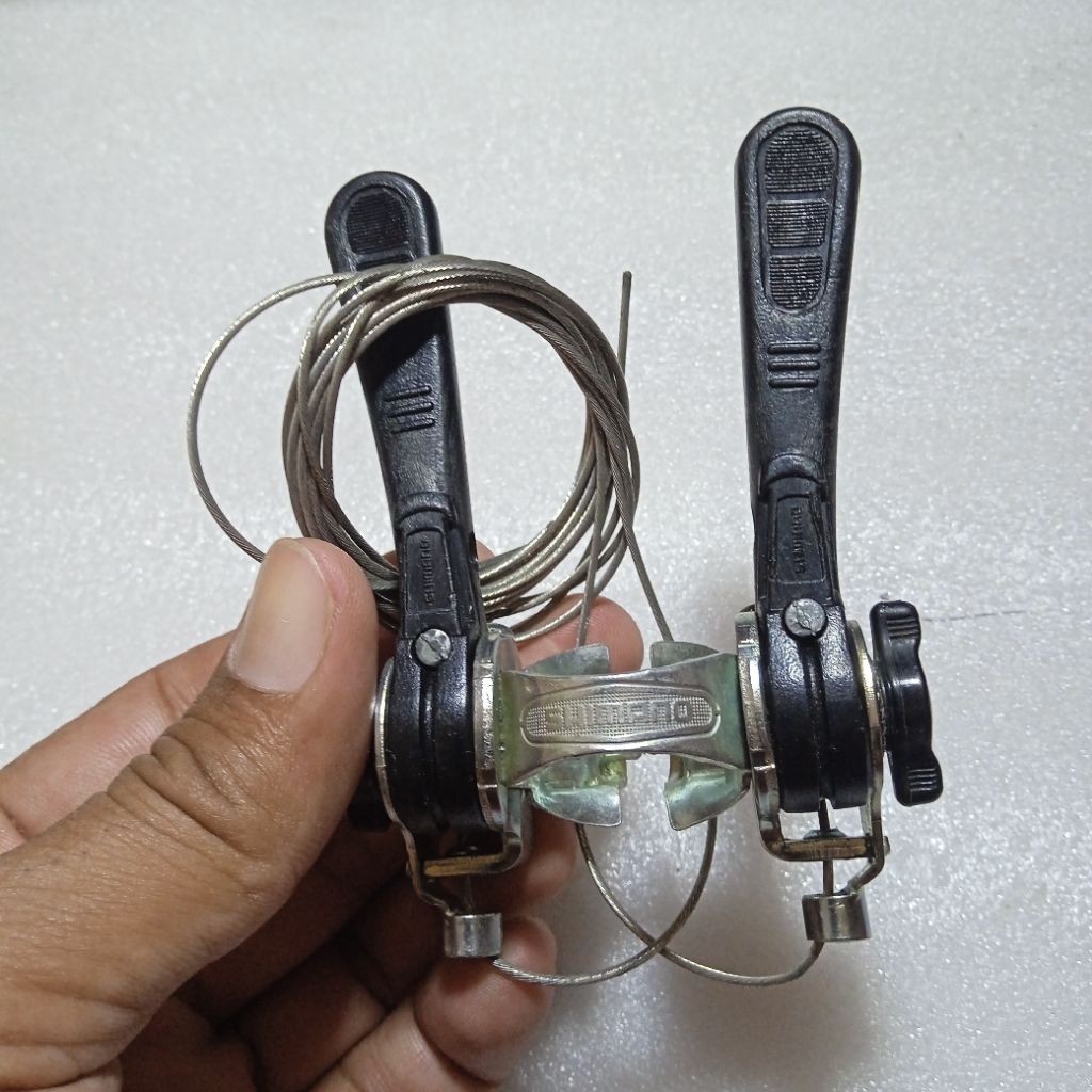 Shifter Shimano balap jadul vintage 2 thumb operan RD dan FD sepeda 3x9 speed