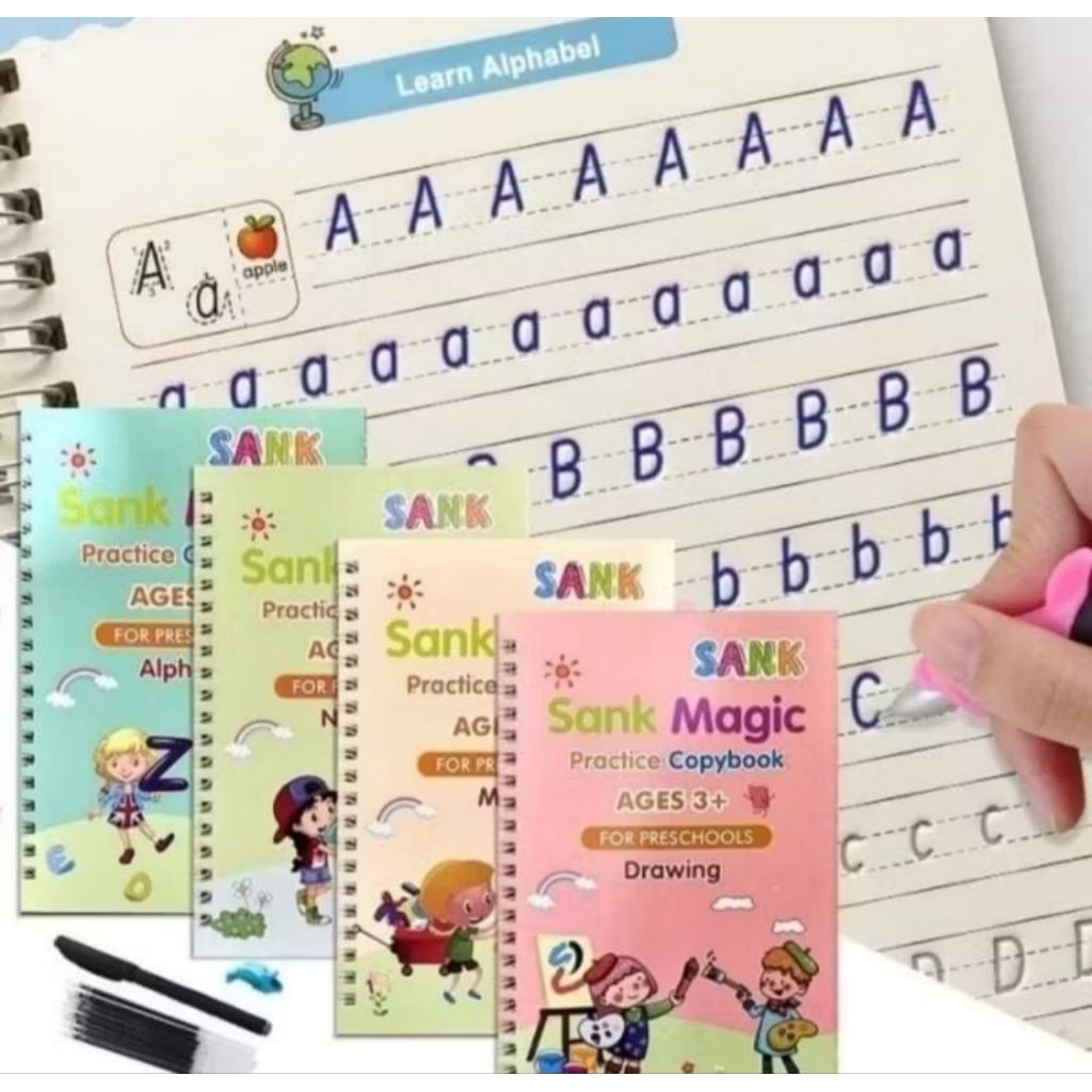 

Buku anak belajar menulis sank magic ajaib 1 set 4buku plus pulpen YN_Market