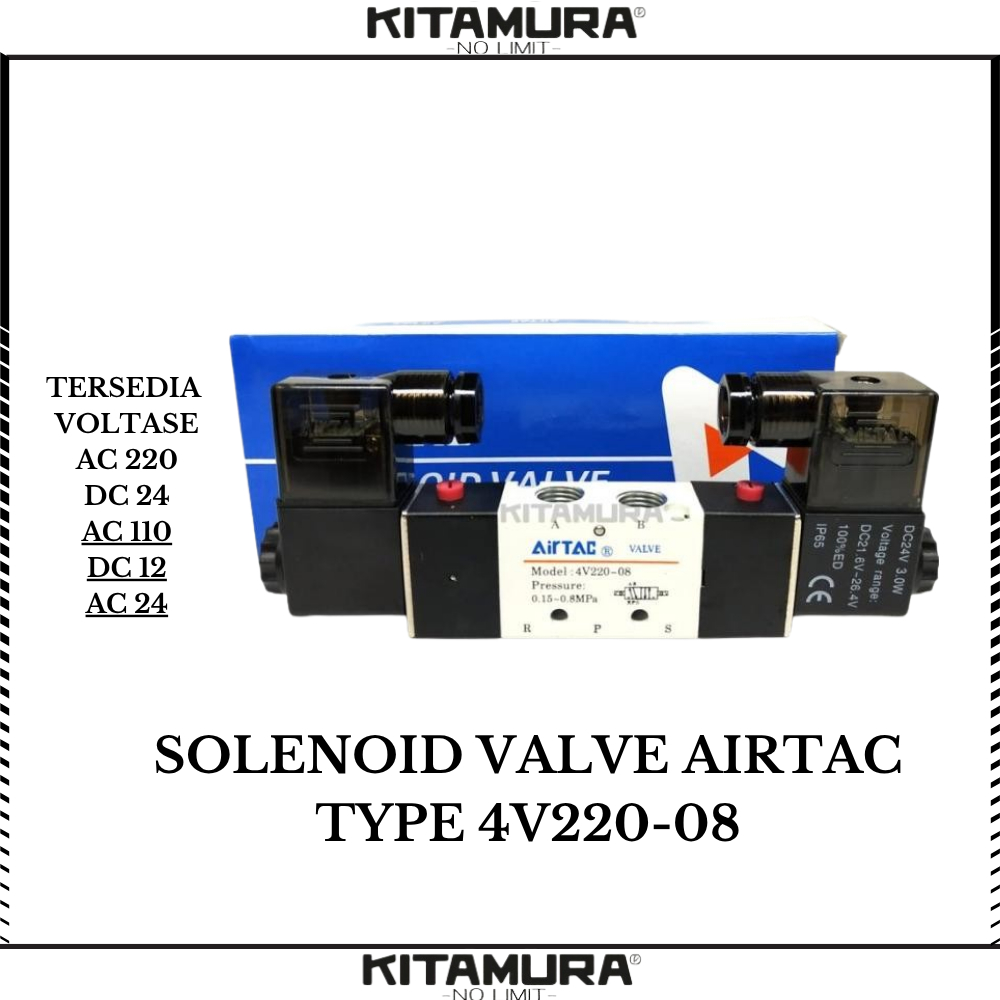 4V220 08 Selenoid Valve Airtac 5/2 Way Double Coil Solenoid Valve Airtac 4V220-08