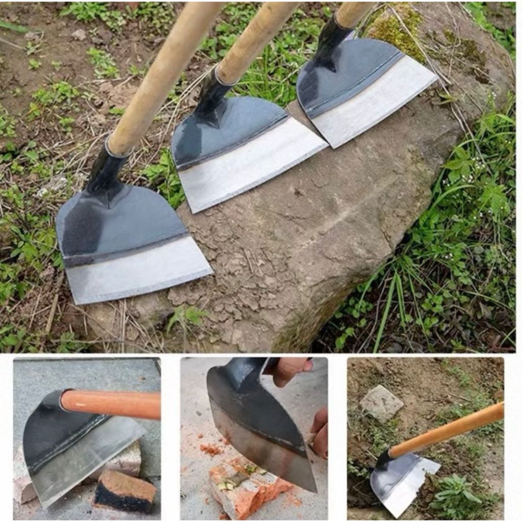 cangkul kepala pengganti baja 26cm siap pakai atan tani berkebun taman tanah rumput praktis