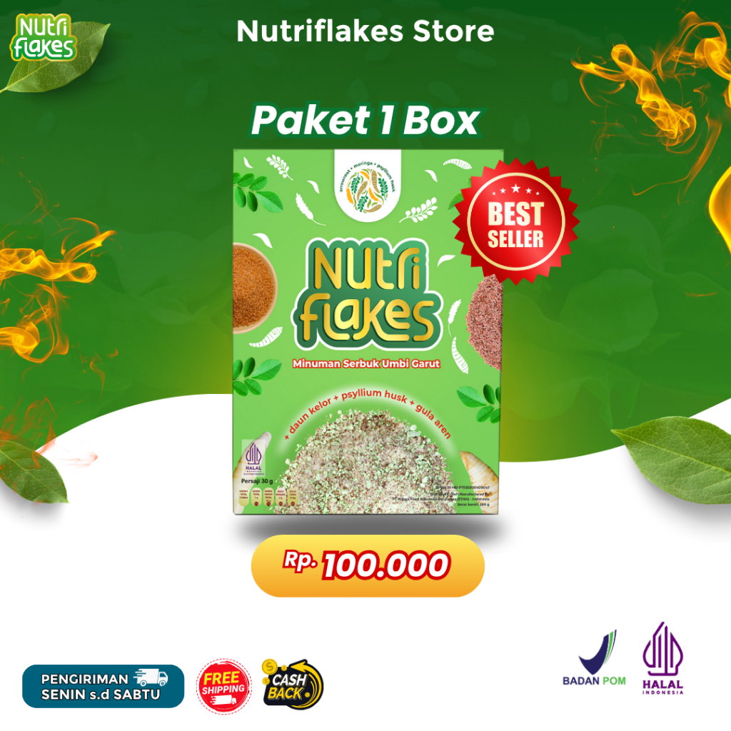 

Nutriflakes - Sereal Umbi Garut Mengatasi Asam Lambung Original 1 Box Original