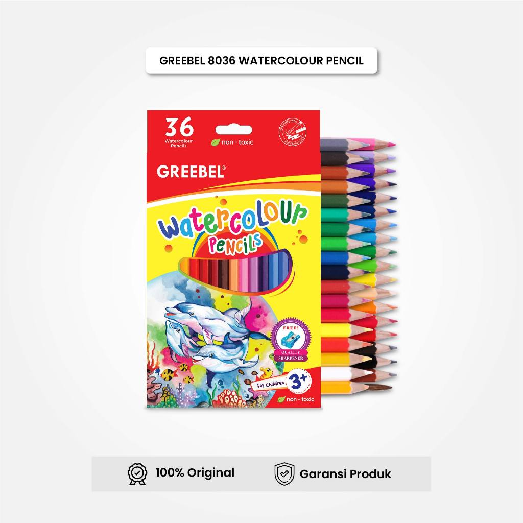 

GREEBEL Pensil Warna Cat Air 36 Warna 8036 Watercolor Pencil Timur Agung Grosir