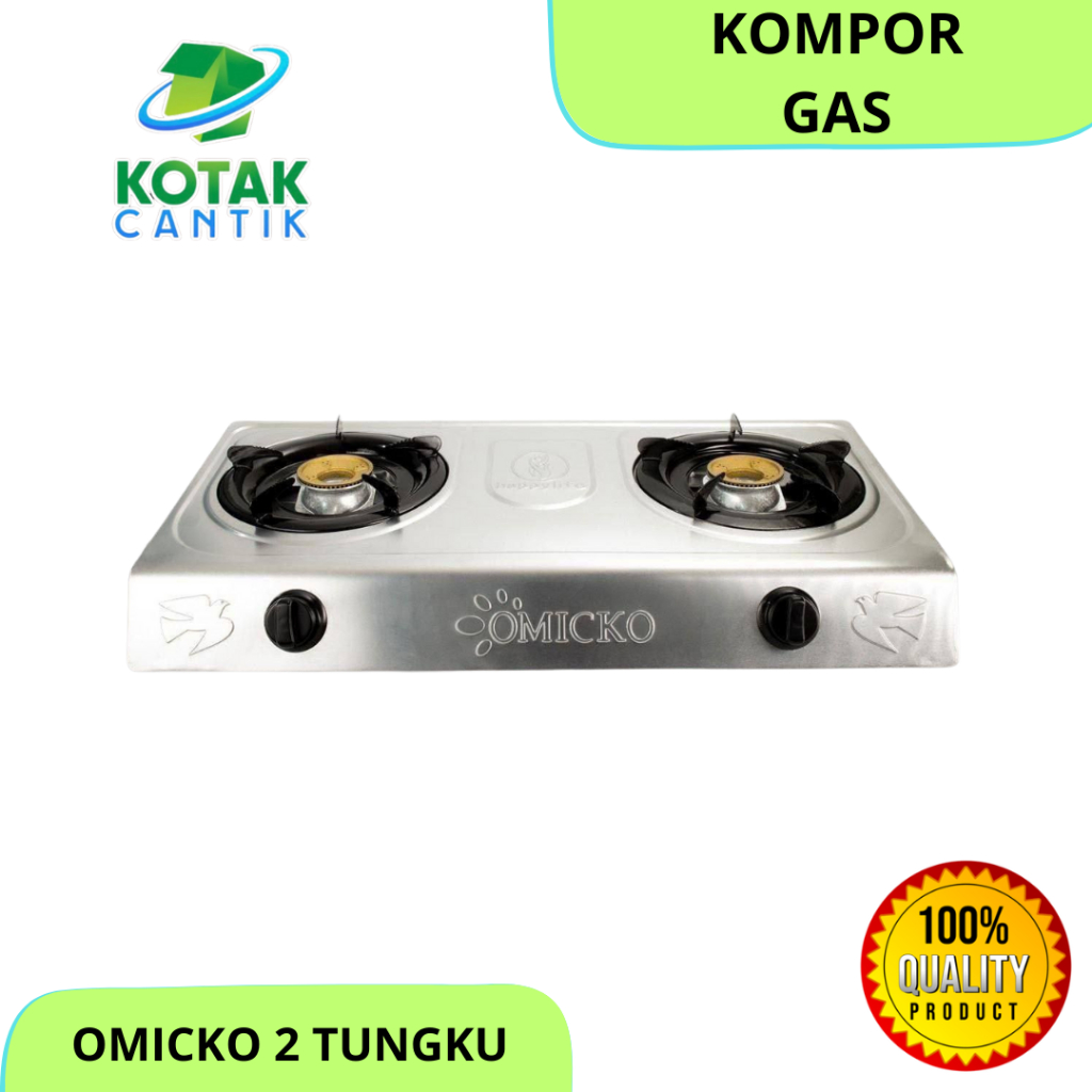 [ OMICKO 2 TUNGKU ] KOMPOR GAS OMICKO 2 TUNGKU STAINLESS STEEL
