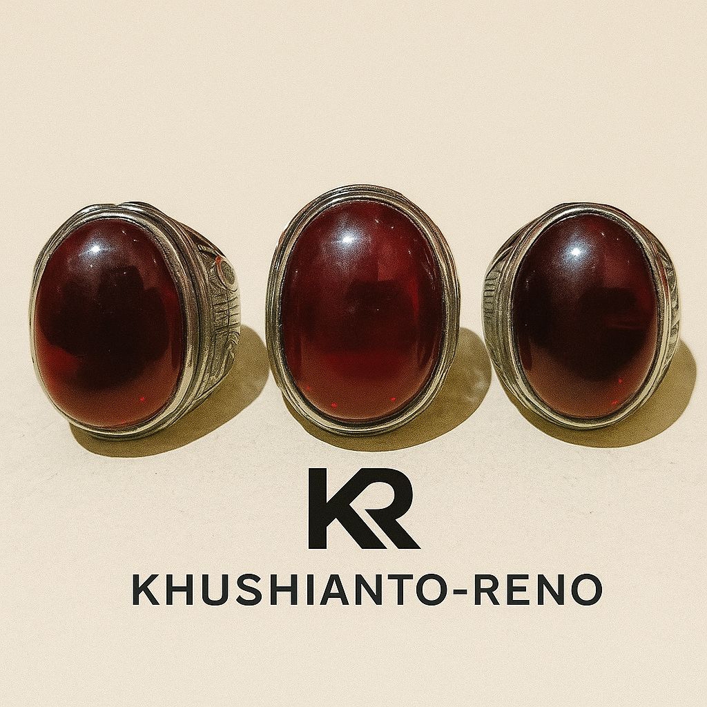 Cincin Batu Merah Siam Jumbo Asli Kristal Merah Tua Besar Elegan Pria Wanita