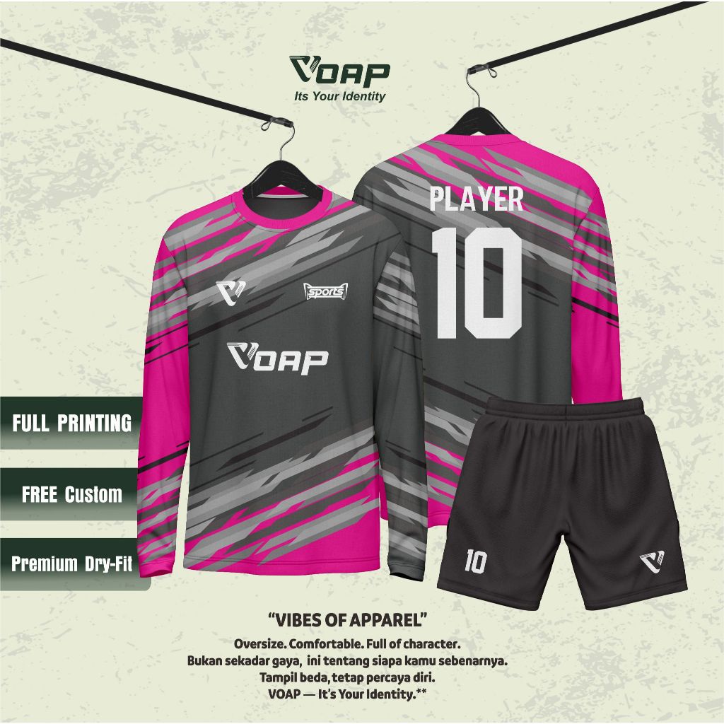 Jersey Futsal Custom Kiper – Nama & Nomor Full Printing | Dry Fit Premium | Bisa Satuan