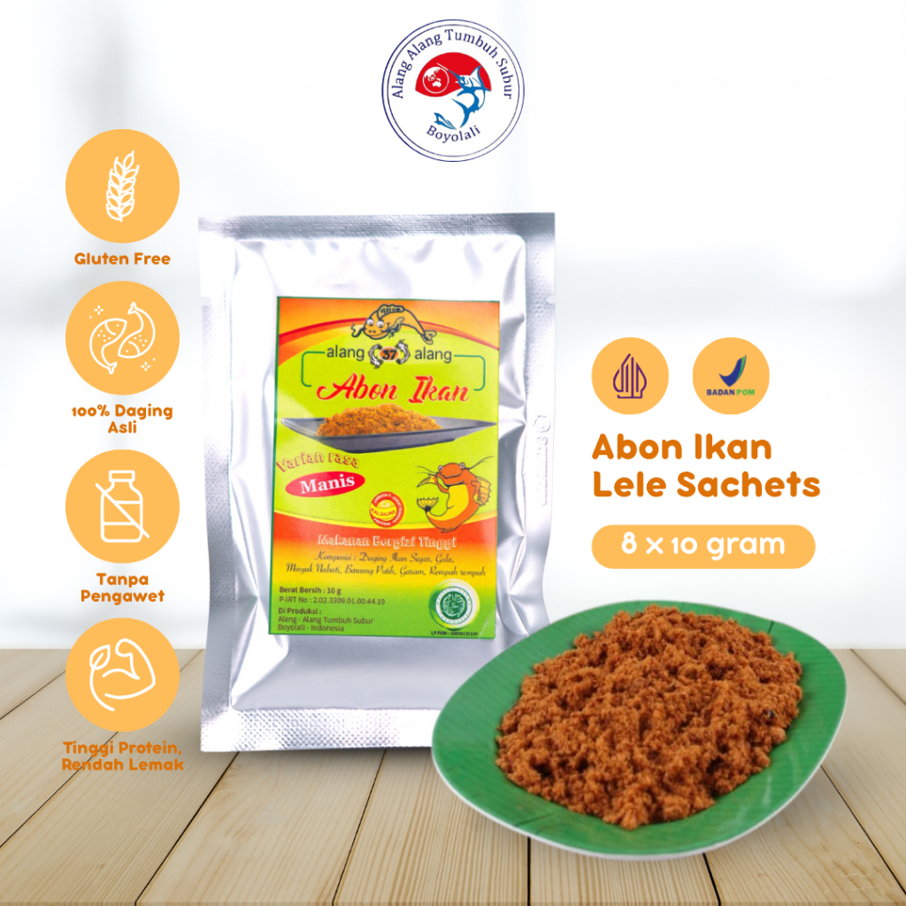 

Abon Ikan Lele Rasa Manis Pedas Gurih Lauk Siap Saji Sachet Isi 8 pcs