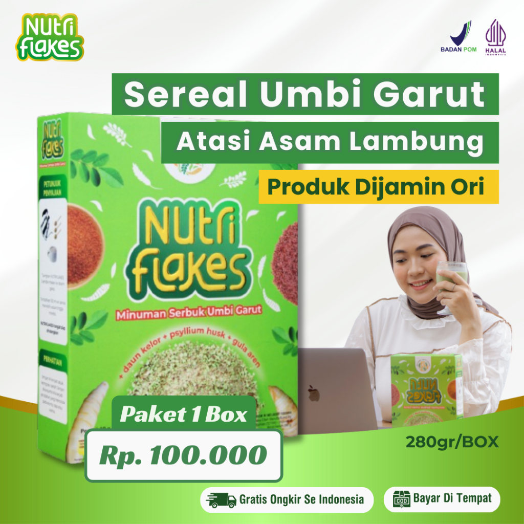 

Nutriflakes Sereal Umbi Garut Membantu Meredakan Asam Lambung Paket 1 Box