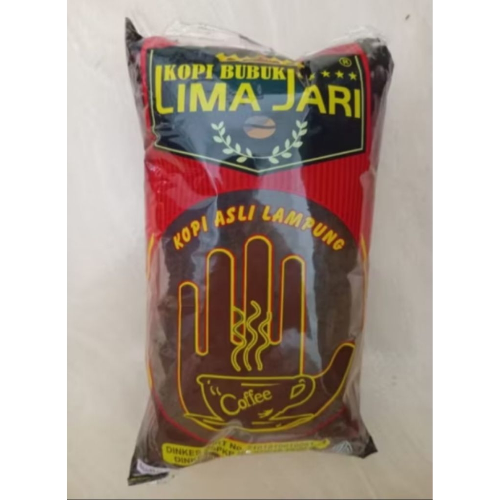 

kopi bubuk lima jari, khas lampung ( isi 10bungkus ) kemasan 200gram