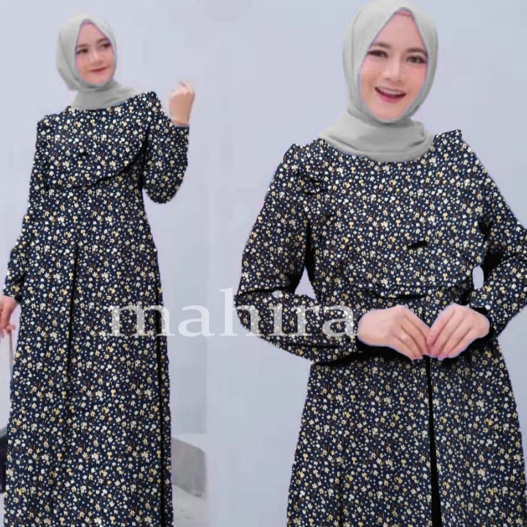 Raya Series Gamis MAHIRA Muslim Syari Resleting Depan Lengan Panjang Wanita Jumbo Remaja Dewasa