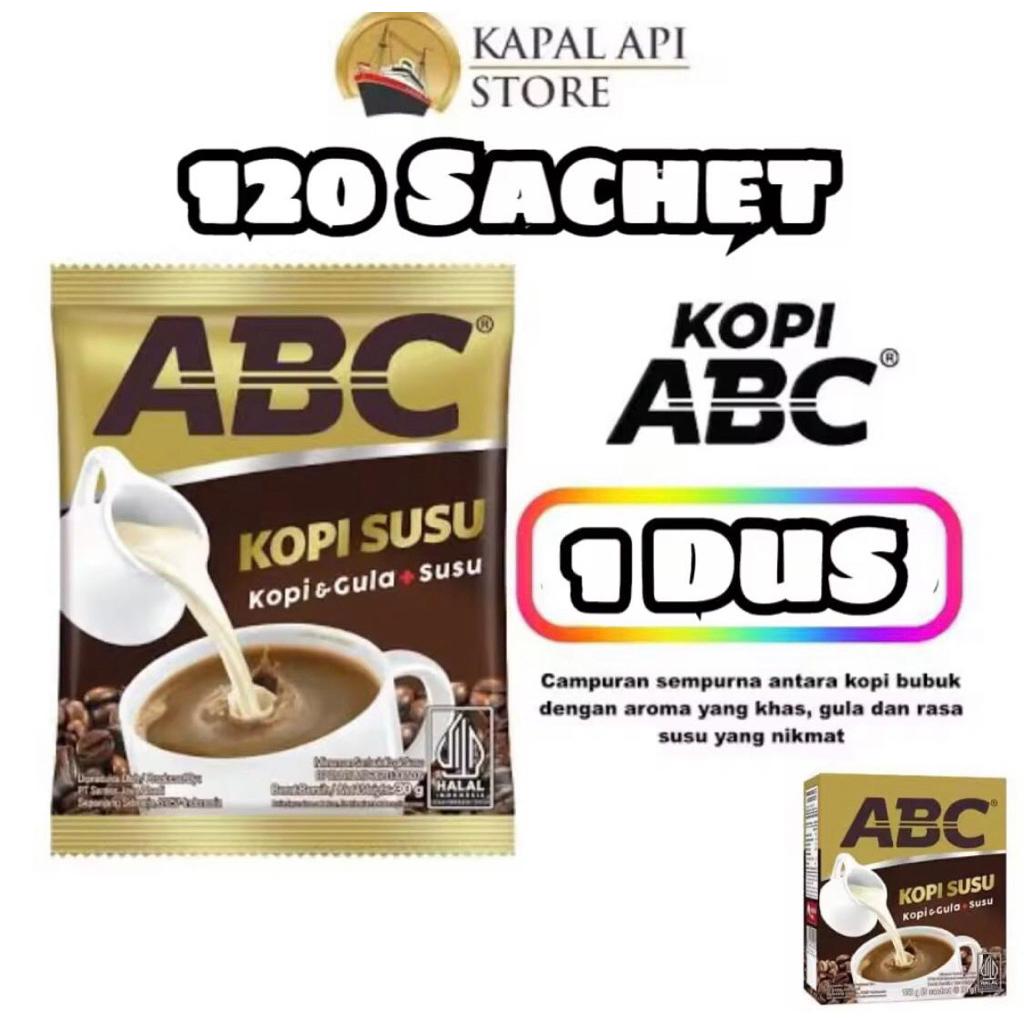 

Kopi Abc Susu 1 dus isi 12 Renceng