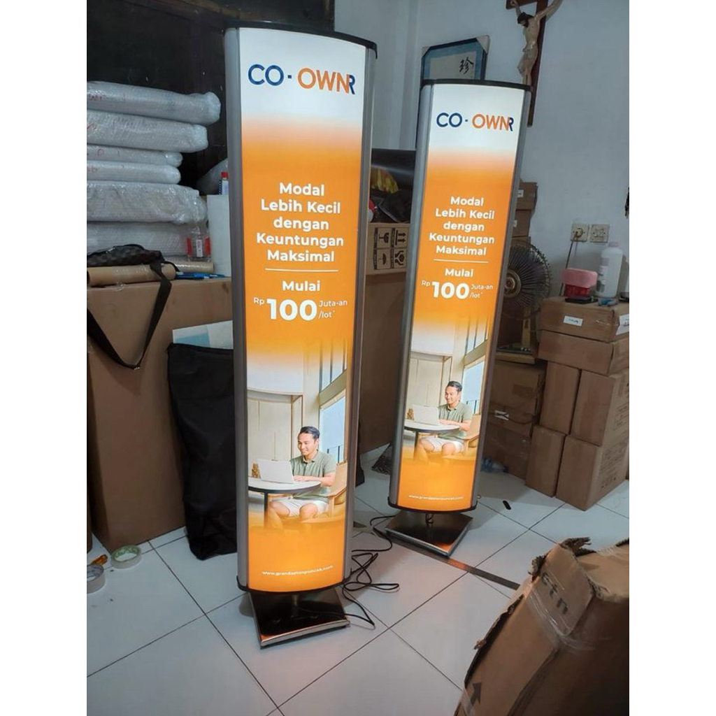 PREMIUM CUSTOM NEON BOX ROTARY LIGHT CUSTOM BANNER STANDING LAMPU RESTORAN CAFE BAR PAMERAN JUALAN M