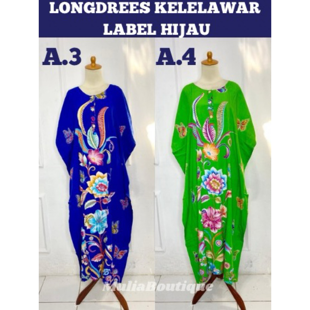 longdress kencana ungu lowo kelelawar kancing Label Hijau