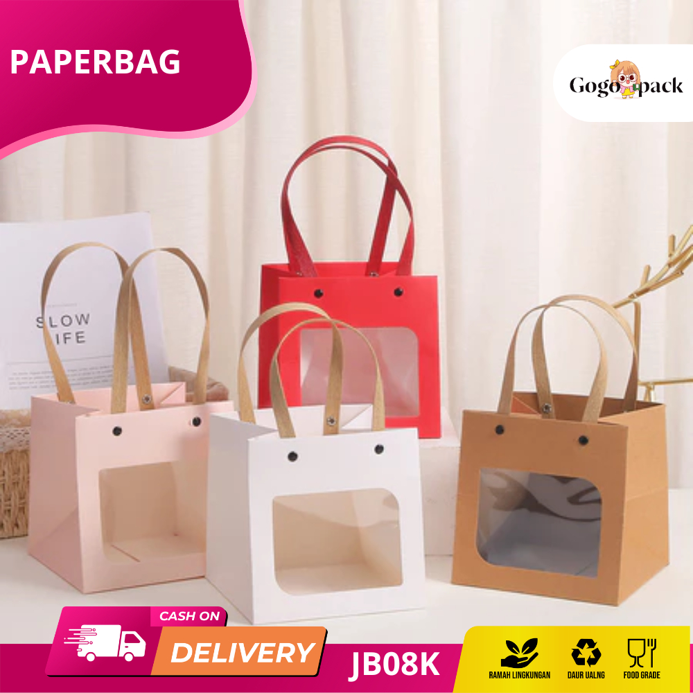 

Paper Bag Tali Souvenir Hampers Gift Packaging / Paper Bag Mika / Paper Bag Jendela Mika / Paperbag Polos | JB08K