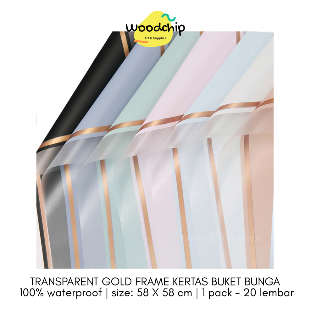 

[PACK] TRANSPARENT GOLD FRAME CELLOPHANE (TGF-01) KERTAS BUKET BUNGA - KERTAS KADO - WRAPPING PAPER