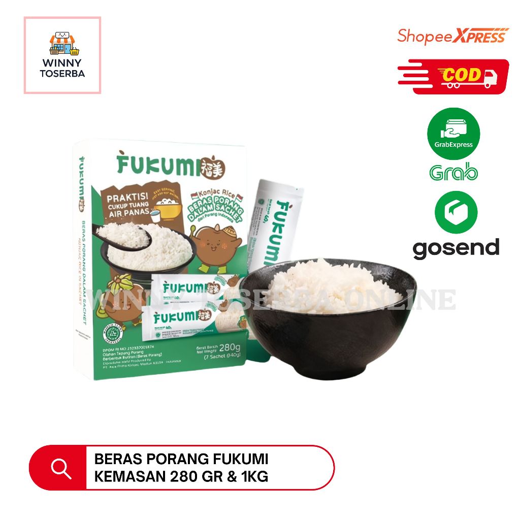 

FUKUMI Beras Porang Shirataki Konjac Rice Kemasan 280gr & 1kg