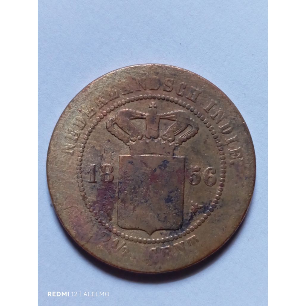 uang koin kuno 2½ sen benggol tahun 1856 bekas asli