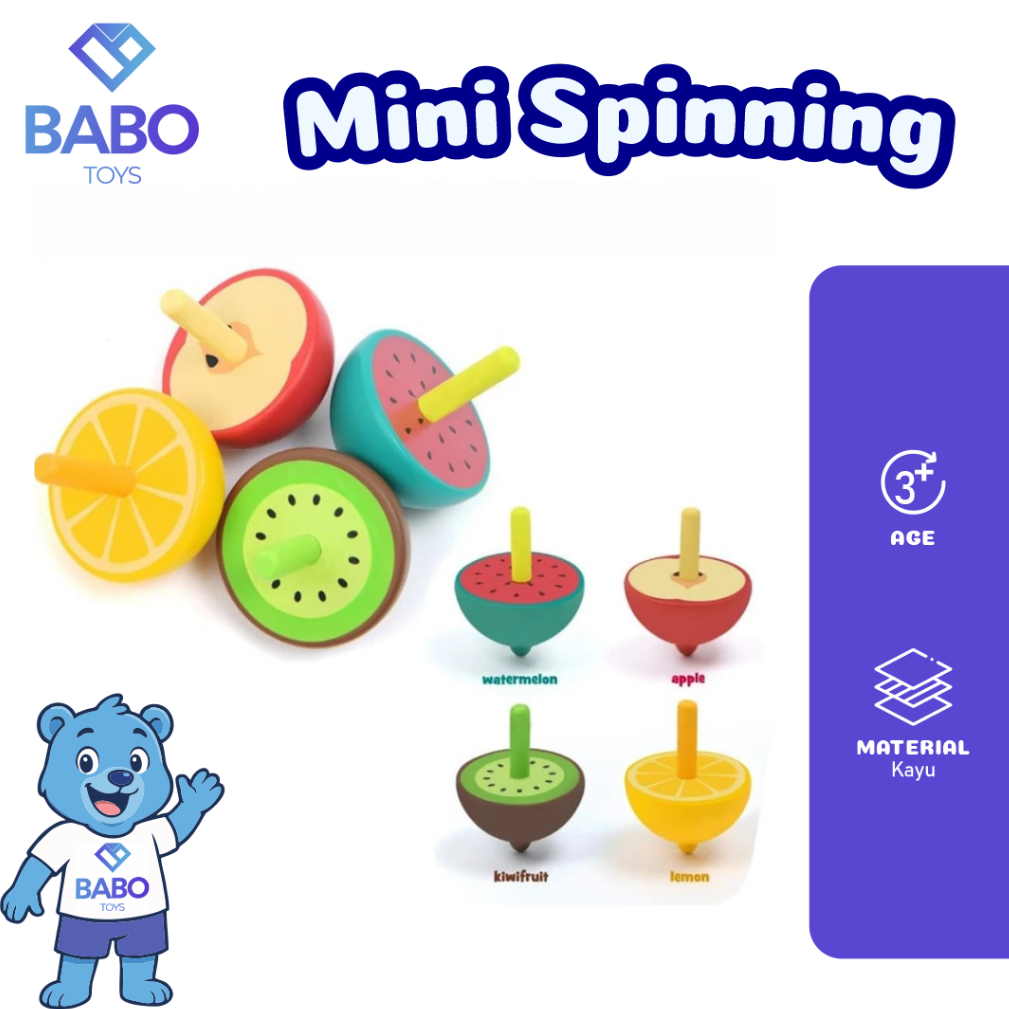 Mideer Mini Spinning Tops Mainan Edukasi Anak UMUR 3+ / Mainan Gasing Anak Model Buah dari Kayu bisa
