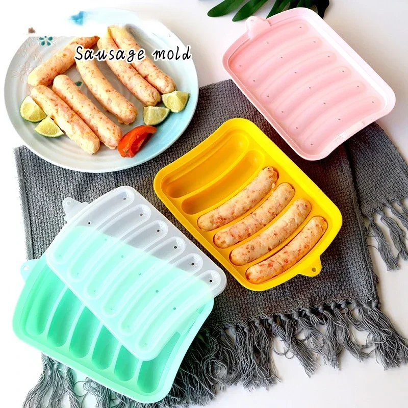 Cetakan Sosis Kue Telur Puding Es Silikon DIY 6 Rongga Sausage Silicone Mold