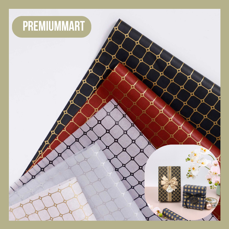 

20 LEMBAR Kertas Buket Bunga Goldline Cellophane Flower Wrapping Paper Hand Bouquet/Pembungkus Kado KB050